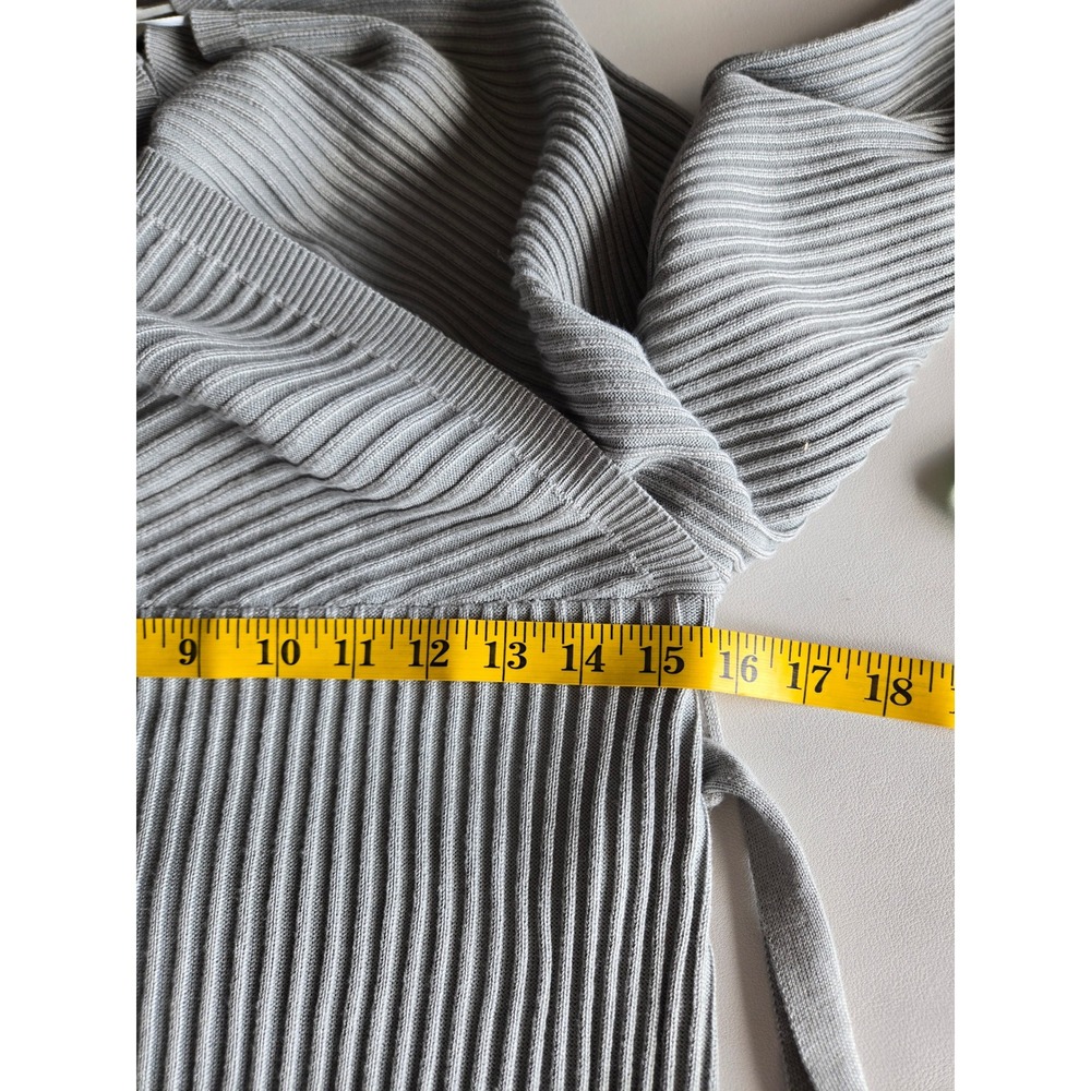 Love Tree Silver Gray Rib Knit Wrap Sweater Dress Size L Cozy Chic Minimalist - Picture 7 of 9